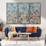 26580287-MGV-CV-36X24-Clear Water Wall Art Canvas Print, Framed Sunlit Ripples Art Picture Print, Ocean Texture Perfect Modern Coastal Decor Artwork