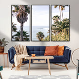 51404565-MGV-FC-48X32-3P_Black-Palm Trees Wall Art Canvas Print, Framed Ocean Breeze Art Picture Print, Coastal View Perfect Tropical Coastal Decor Artwork