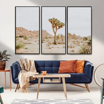 67109959-MGV-CV-36X24-Joshua Tree Wall Art Canvas Print, Framed Neutral Desert Art Picture Print, Earthy Landscape Perfect Neutral Boho Decor Artwork