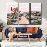 12540952-MGV-FC-48X32-3P_Black-Joshua Tree Park Wall Art Canvas Print, Framed Desert Road Art Picture Print, Sunset Drive Perfect Southwestern Boho Decor Artwork