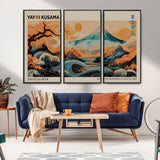 22373530-MGV-CV-36X24-Japanese Mt Fuji Wave Art Print – Ukiyo e Inspired Sun & Cherry Blossom Poster, Traditional Asian Landscape Painting, Modern