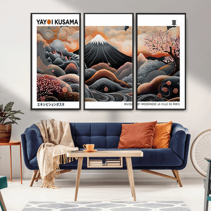 63125329-MGV-CV-36X24-Japanese Mt Fuji Wall Art – Surreal Ukiyo e Style Cherry Blossom Poster, Swirling Cloud Landscape Print, Modern Oriental Asian