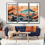 88785870-MGV-CV-36X24-Japanese Great Wave & Mt Fuji Wall Art – Ukiyo e Style Landscape Print with Flowing River, Autumn Mountain Poster, Oriental Asian