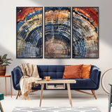 38987581-MGV-FC-48X32-3P_Black-Tree Ring Art Wall Art Canvas Print, Framed Rustic Wall Decor Art Picture Print, Nature Grain Print Perfect Modern Rustic Decor