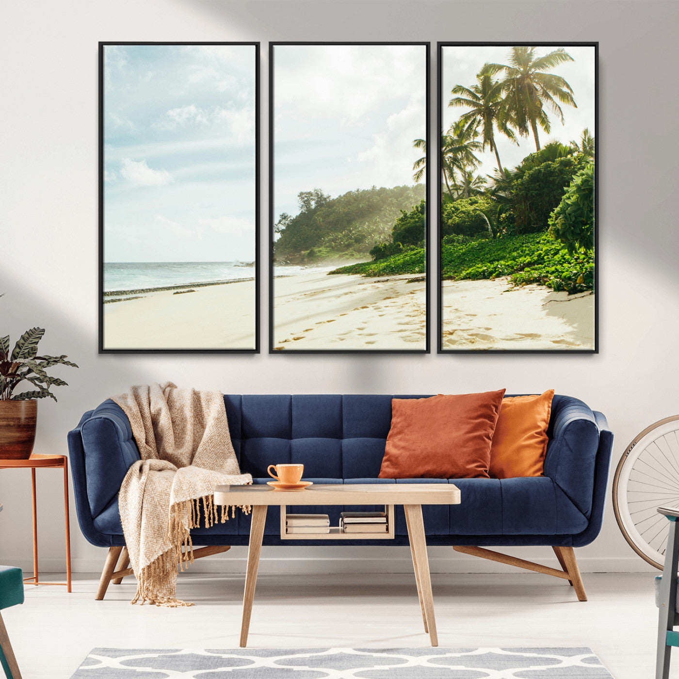 42984524-MGV-CV-36X24-Relaxing Beach Wall Art Canvas Print, Framed Ocean View Art Picture Print, Coastal Serenity Perfect Tropical Coastal Decor Artwork
