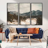 77311749-MGV-CV-36X24-Mountain Landscape Wall Art Canvas Print, Framed Snowy Peaks Art Picture Print, Alpine Aesthetic Perfect Rustic Winter Decor