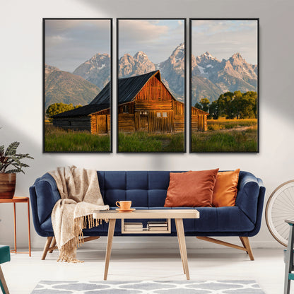 31771014-MGV-CV-36X24-Rustic Barn Wall Art Canvas Print, Framed Western Landscape Art Picture Print, Farmhouse Style Perfect Rustic Farmhouse Decor