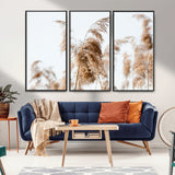 17019393-MGV-CV-36X24-Pampas Grass Wall Art Canvas Print, Framed Neutral Tones Art Picture Print, Minimalist Nature Perfect Boho Minimalist Decor