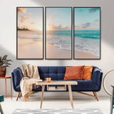 94538225-MGV-CV-36X24-Beach Sunset Wall Art Canvas Print, Framed Ocean Waves Art Picture Print, Summer Escape Perfect Coastal Serenity Decor Artwork