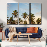 99033771-MGV-CV-36X24-Palm Trees Wall Art Canvas Print, Framed Tropical Vibes Art Picture Print, Coastal Sunset Perfect Coastal Boho Decor Artwork