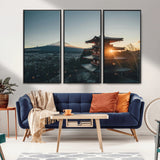 87729656-MGV-CV-36X24-Mount Fuji Wall Art Canvas Print, Framed Japan Travel Art Picture Print, Chureito Pagoda Perfect Zen Minimalism Decor Artwork