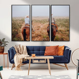 54943176-MGV-CV-36X24-Cowboy Wall Art Wall Art Canvas Print, Framed Western Canvas Art Picture Print, Rustic Ranch Scene Perfect Rustic Western Decor