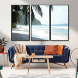 18311030-MGV-CV-36X24-Tropical Beach Wall Art Canvas Print, Framed Serene Ocean Art Picture Print, Palm Tree Shadows Perfect Tropical Coastal Decor