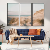 28064037-MGV-CV-36X24-Minimalist Seascape Wall Art Canvas Print, Framed Neutral Beach Print Art Picture Print, Sand Dune Photography Perfect