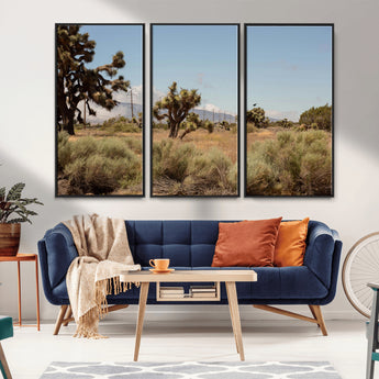 16114018-MGV-CV-36X24-Joshua Tree Wall Art Canvas Print, Framed Desert Landscape Art Picture Print, Mountain Horizon Perfect Southwestern Boho Decor