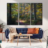 65810864-MGV-CV-36X24-Autumn Forest Wall Art Canvas Print, Framed Fall Woodland Art Picture Print, Golden Leaves Perfect Rustic Farmhouse Decor Artwork