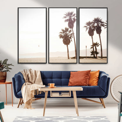 48255923-MGV-CV-36X24-Coastal Light Wall Art Canvas Print, Framed Relaxing Shoreline Art Picture Print, Minimalist Ocean Perfect Tropical Serenity Decor