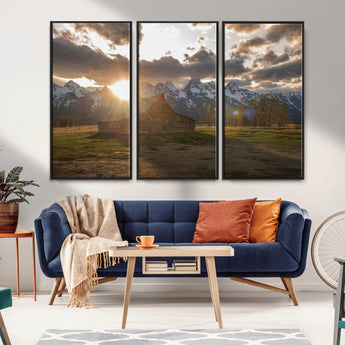 52555760-MGV-CV-36X24-Snowy Peaks Wall Art Canvas Print, Framed Nature Escape Art Picture Print, Rustic Charm Perfect Rustic Western Decor Artwork
