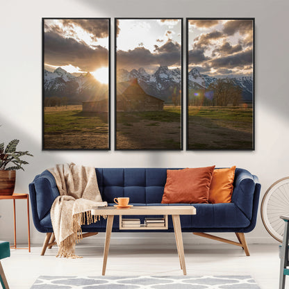 52555760-MGV-CV-36X24-Snowy Peaks Wall Art Canvas Print, Framed Nature Escape Art Picture Print, Rustic Charm Perfect Rustic Western Decor Artwork
