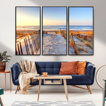 73351887-MGV-CV-36X24-Ocean Sunset Wall Art Wall Art Canvas Print, Framed Nautical Photography Art Picture Print, Summer Beach House Decor Perfect