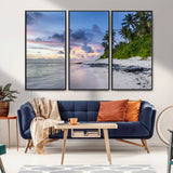 75045485-MGV-CV-36X24-Tropical Beach Wall Art Canvas Print, Framed Sunset Glow Art Picture Print, Palm Tree Coast Perfect Tropical Coastal Decor Artwork