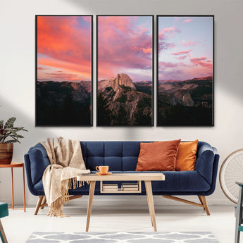 32786115-MGV-CV-36X24-Half Dome Wall Art Canvas Print, Framed Yosemite National Park Art Picture Print, Dramatic Sunset Perfect Adventurous Wilderness