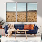 55918919-MGV-CV-36X24-Desert Landscape Wall Art – Golden Grass Plains and Mountain Horizon Canvas Print, Southwest Nature Photography Decor for Living