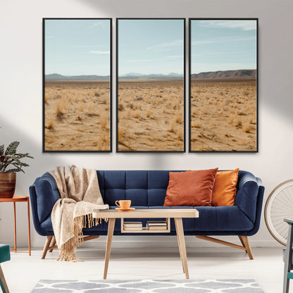 55918919-MGV-CV-36X24-Desert Landscape Wall Art – Golden Grass Plains and Mountain Horizon Canvas Print, Southwest Nature Photography Decor for Living