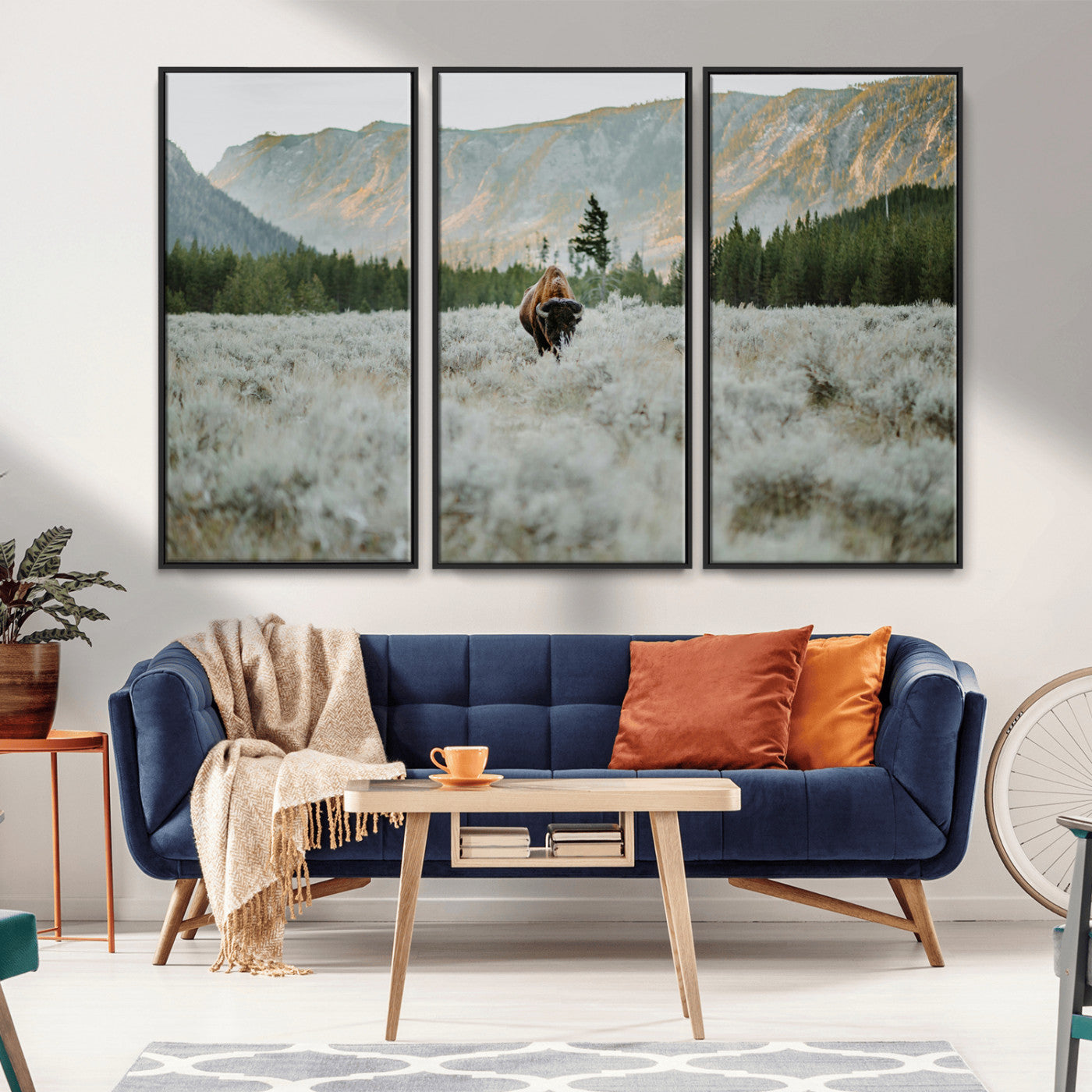 41674074-MGV-CV-36X24-Bison Wall Art – American Buffalo Wildlife Photography Canvas Print, Western Mountain Landscape Artwork Rustic Nature Decor for