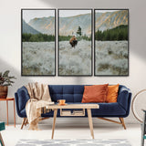 41674074-MGV-CV-36X24-Bison Wall Art – American Buffalo Wildlife Photography Canvas Print, Western Mountain Landscape Artwork Rustic Nature Decor for