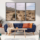 20681831-MGV-FC-48X32-3P_Black-Desert Landscape Wall Art – Southwestern Mountain Canvas Print, Rustic Western Nature Photography Decor for Living Room, Office,