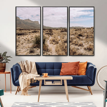 20681831-MGV-FC-48X32-3P_Black-Desert Landscape Wall Art – Southwestern Mountain Canvas Print, Rustic Western Nature Photography Decor for Living Room, Office,