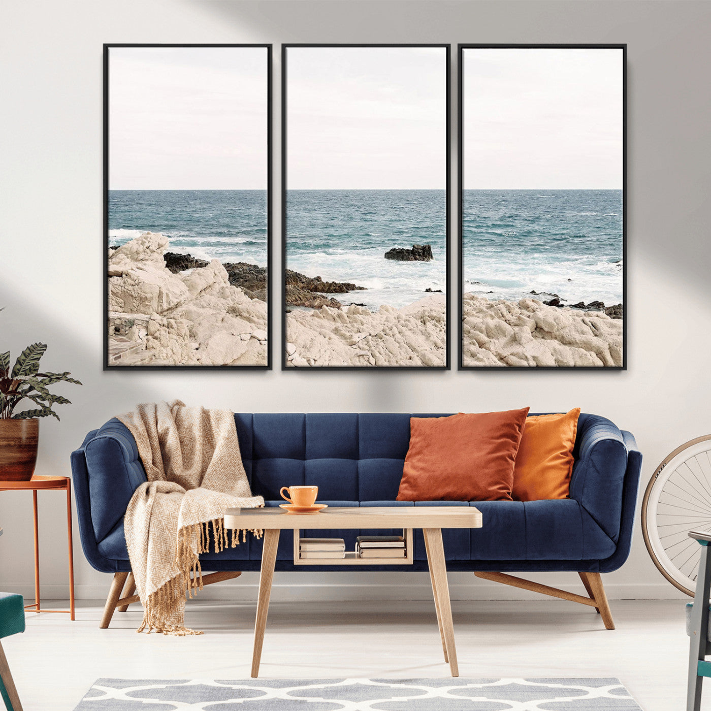 25481980-MGV-CV-36X24-Ocean Coastal Wall Art – Rocky Shoreline and Waves Canvas Print, Serene Beach Landscape Decor for Living Room, Bedroom, or Office