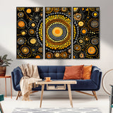 45478523-MGV-CV-36X24-Abstract Circle Wall Art – Bold Black and Gold Dot Painting Canvas Print, Modern Geometric Mandala Style Decor for Living Room or
