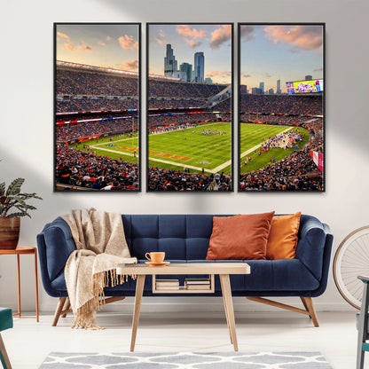 55377093-MGV-CV-36X24-Soldier Field Wall Art – Panoramic Chicago Bears Football Stadium Canvas Print, Game Day Sports Decor for Man Cave, Bar, Office,