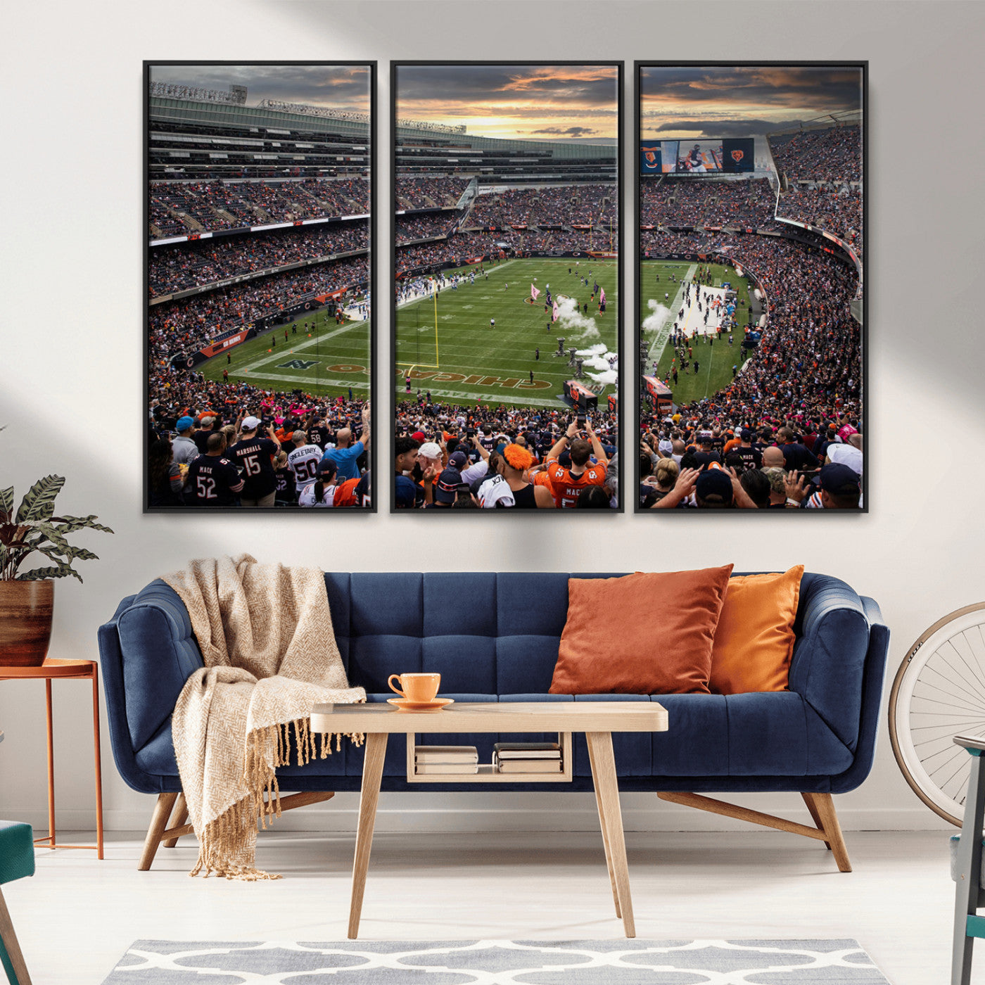 87578930-MGV-CV-36X24-Soldier Field Wall Art – Chicago Bears Football Stadium Sunset Canvas Print, Game Day Sports Decor for Man Cave, Bar, Office, or