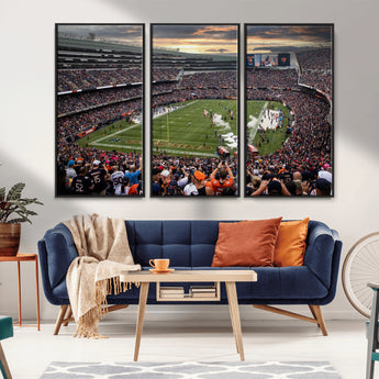 87578930-MGV-CV-36X24-Soldier Field Wall Art – Chicago Bears Football Stadium Sunset Canvas Print, Game Day Sports Decor for Man Cave, Bar, Office, or