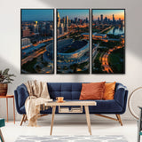 36690345-MGV-CV-36X24-Soldier Field Wall Art – Chicago Bears Stadium Aerial Night Canvas Print, City Skyline Football Decor for Living Room, Office, or