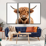 637908607-MGV-FC-93X47-3P_Black-Highland Cow Wall Art Print – Rustic Farmhouse Animal Portrait, Scottish Highland Cattle Canvas, Modern Country Wall Decor for