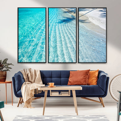 68127042-MGV-CV-36X24-Beach Wall Art – Tropical Ocean Canvas Print, Clear Water and White Sand Photography Decor for Bedroom, Living Room, Office,
