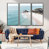 79395467-MGV-CV-36X24-Coastal Wall Art – Aerial Beach Canvas Print, Ocean Waves and Sandy Shore Photography Decor for Bedroom, Living Room, Office,