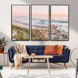 27332135-MGV-CV-36X24-Coastal Sunset Wall Art – Ocean Waves and Rocky Shore Canvas Print, Scenic Seaside Photography Decor for Bedroom, Living Room,