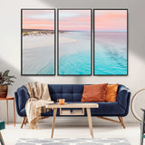 41613614-MGV-CV-36X24-Beach Sunset Wall Art – Pastel Ocean Canvas Print, Turquoise Water and Pink Sky Photography Decor for Bedroom, Living Room, Office