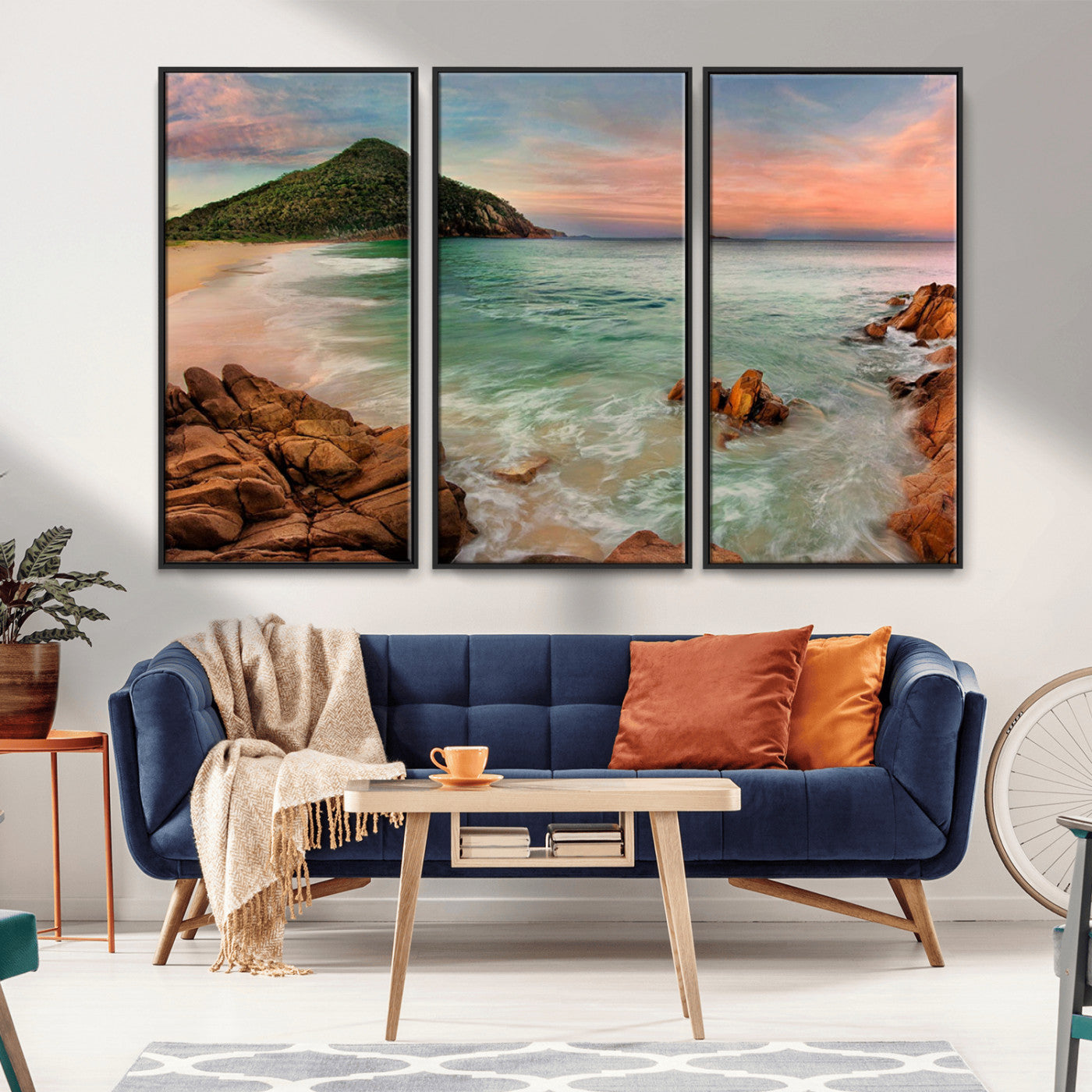 53831025-MGV-CV-36X24-Coastal Landscape Wall Art – Tropical Beach Ocean Canvas Print, Sunset Mountain View Photography Decor for Living Room, Bedroom,