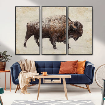 54810031-MGV-CV-36X24-Western Wall Art – Snow Covered Bison Canvas Print, Rustic Wildlife Photography Decor for Bedroom, Living Room, Office, Lodge,