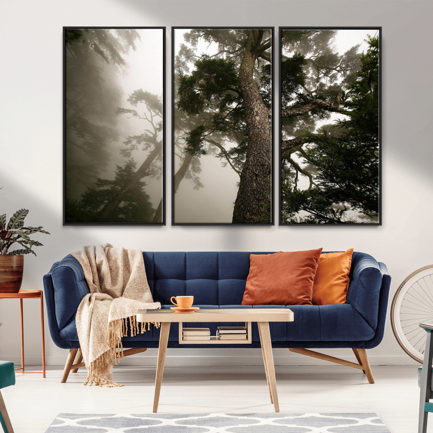 87969493-MGV-CV-36X24-Forest Wall Art – Misty Tall Trees Canvas Print, Dramatic Woodland Photography Decor for Bedroom, Living Room, Office, Cabin,