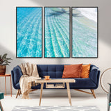 46233906-MGV-CV-36X24-Coastal Wall Art – Turquoise Ocean Waves and White Sand Canvas Print, Tropical Beach Photography Decor for Bedroom, Living Room,