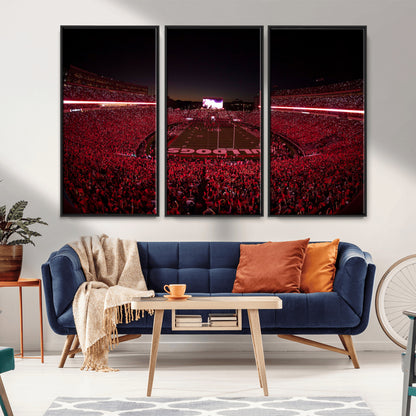 38331045-MGV-CV-36X24-Sanford Stadium Wall Art – Georgia Bulldogs Football Red Night Game Canvas Print, Electric College Sports Decor for Man Cave or