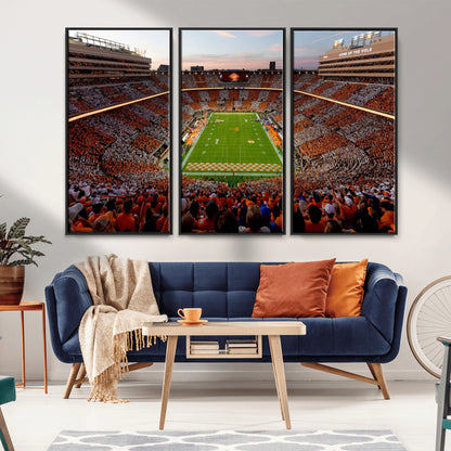 37160229-MGV-CV-36X24-Tennessee Volunteers Wall Art – Neyland Stadium Sunset Checkerboard Game Canvas Print, Vols Football Panorama Sports Decor