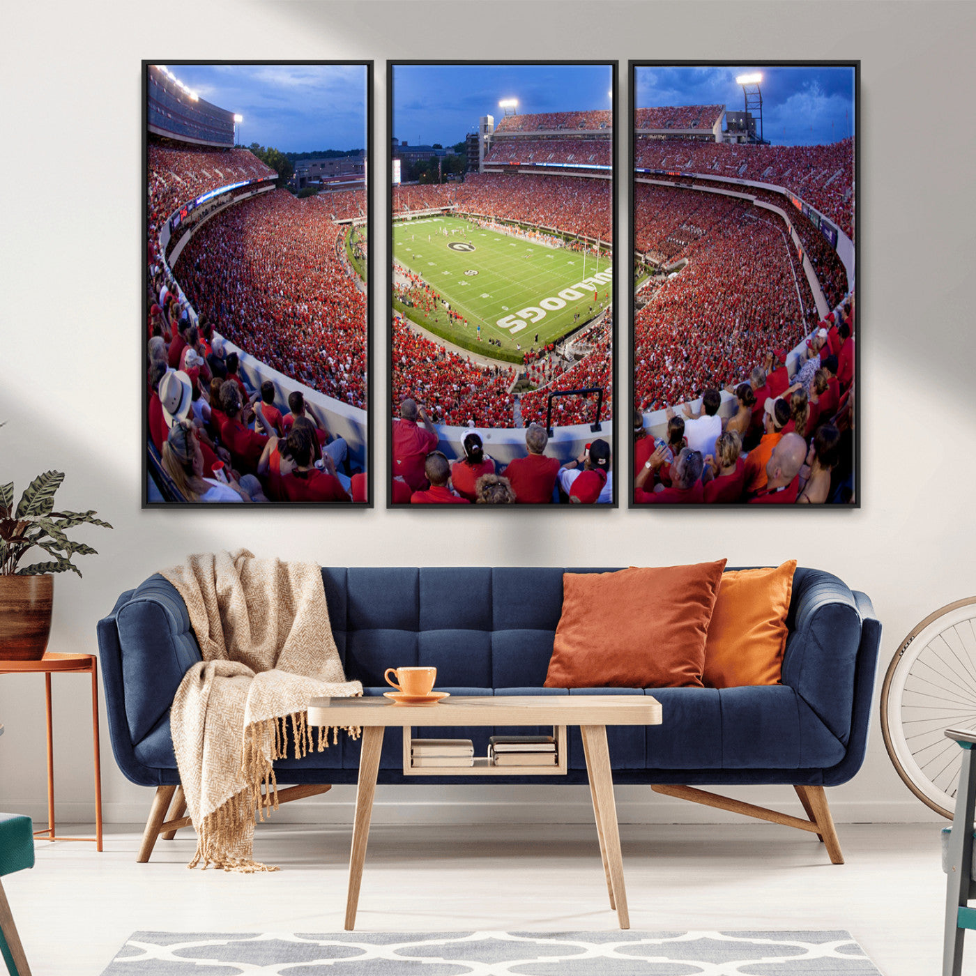 10244378-MGV-CV-36X24-Sanford Stadium Wall Art – Panoramic Georgia Bulldogs Day Game Football Canvas Print, Game Day Crowd Sports Decor for Office, Man